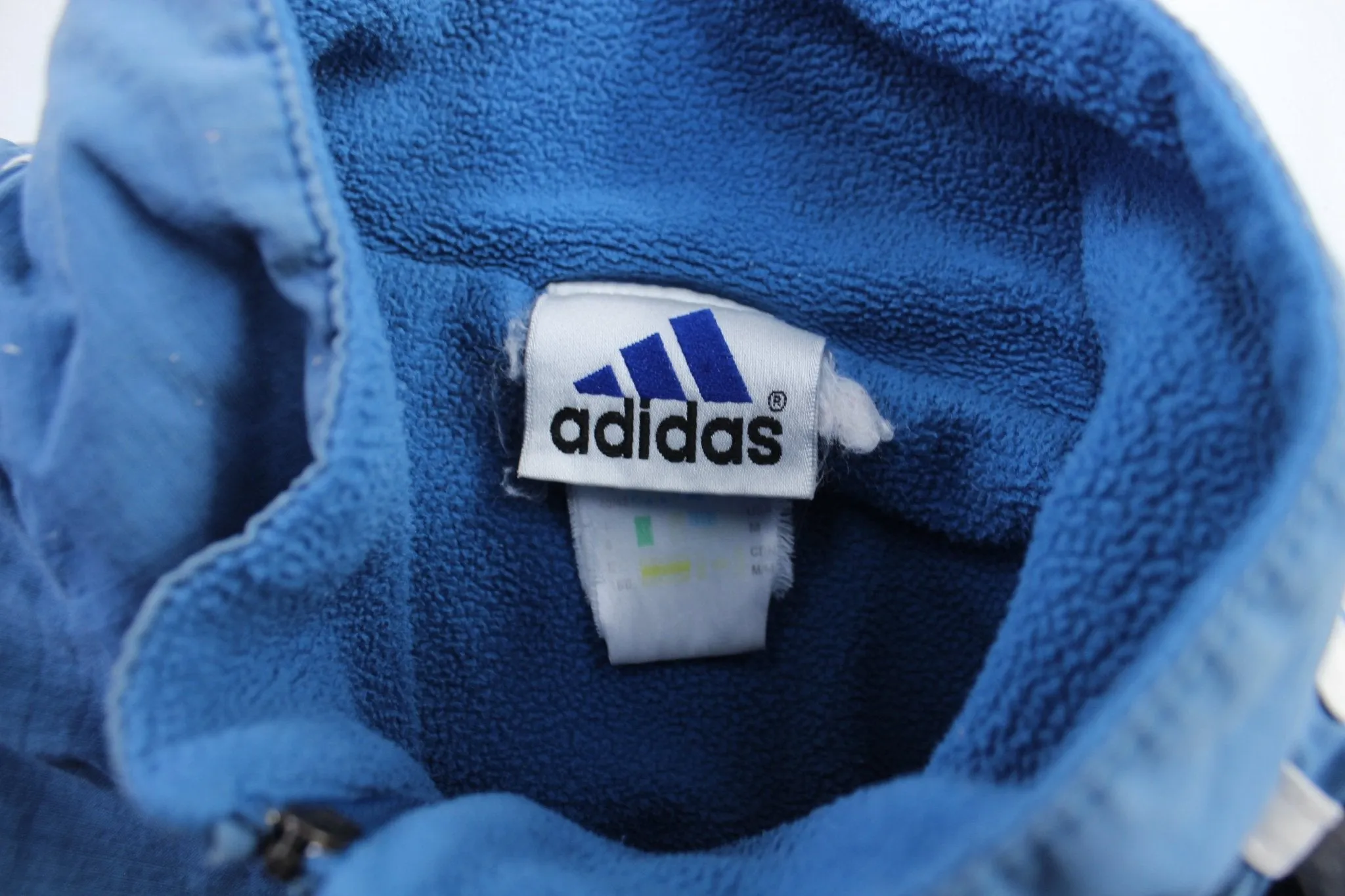 90's Adidas Embroidered Logo Blue & White Striped Pullover Jacket