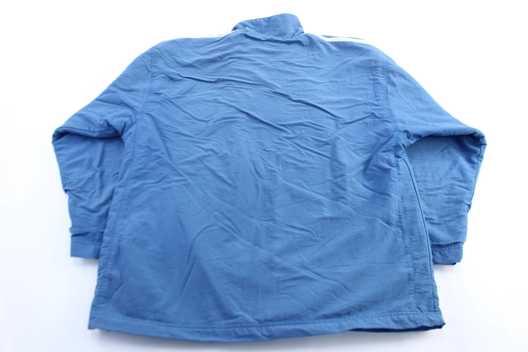 90's Adidas Embroidered Logo Blue & White Striped Pullover Jacket