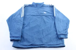 90's Adidas Embroidered Logo Blue & White Striped Pullover Jacket