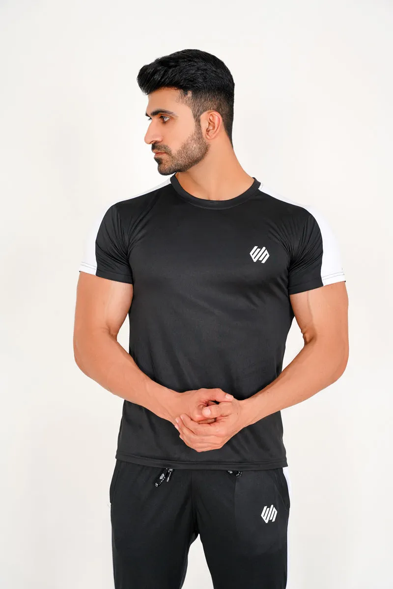 BLACK AND WHITE DRY-FIT TRACKSUIT