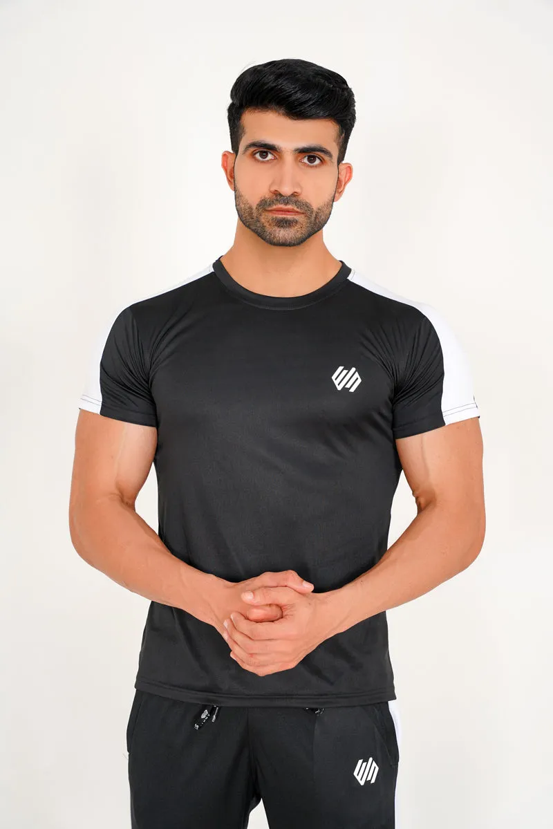 BLACK AND WHITE DRY-FIT TRACKSUIT