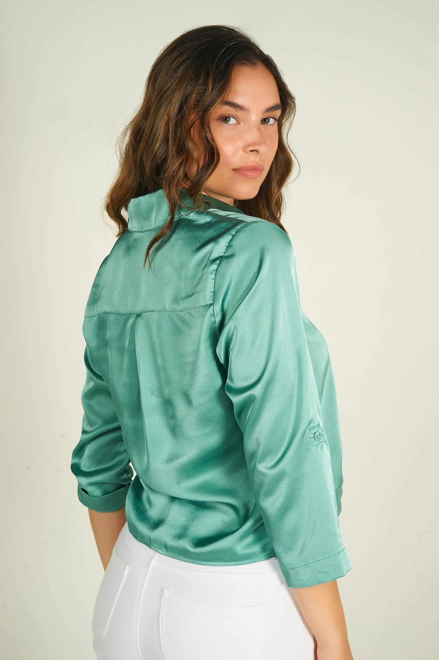 Blouse courte en satin - ARABELLELUX2 - (E-C5)