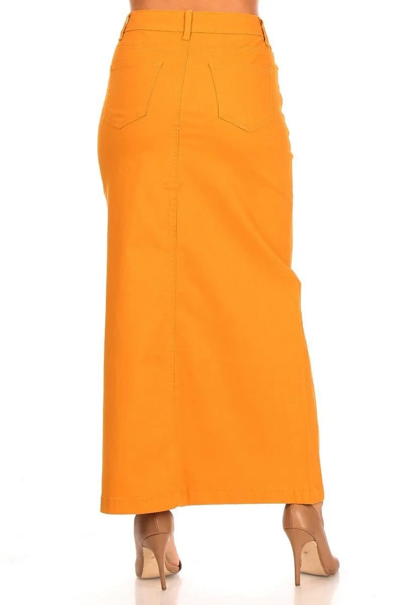 Button Waist Long Denim - Yam