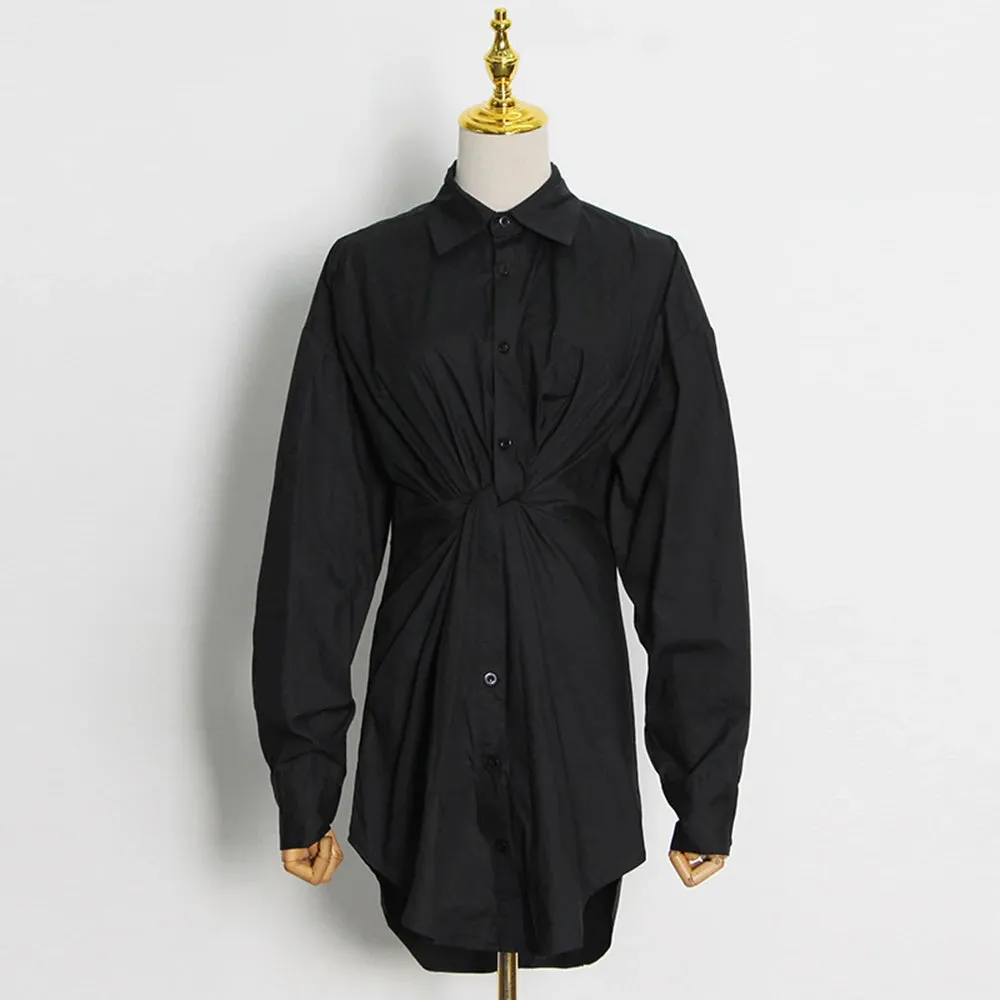 Casual Button Through Blouse For Women Lapel Long Sleeve Solid Minimalsit Slim Shirts Female Clothes Autumn Fashion