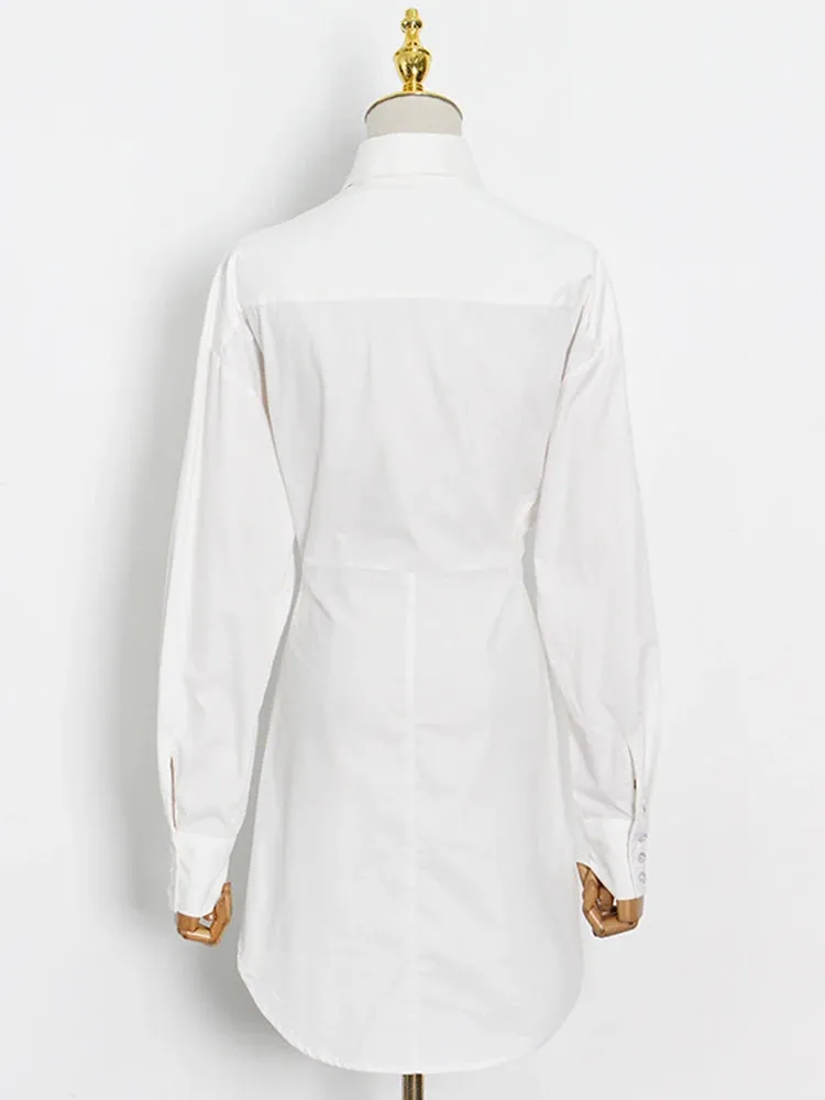 Casual Button Through Blouse For Women Lapel Long Sleeve Solid Minimalsit Slim Shirts Female Clothes Autumn Fashion