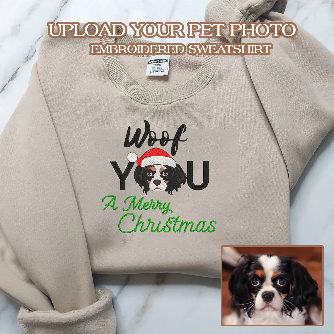 Custom Dog Christmas Sweatshirt - Personalized Embroidered Holiday Hoodie