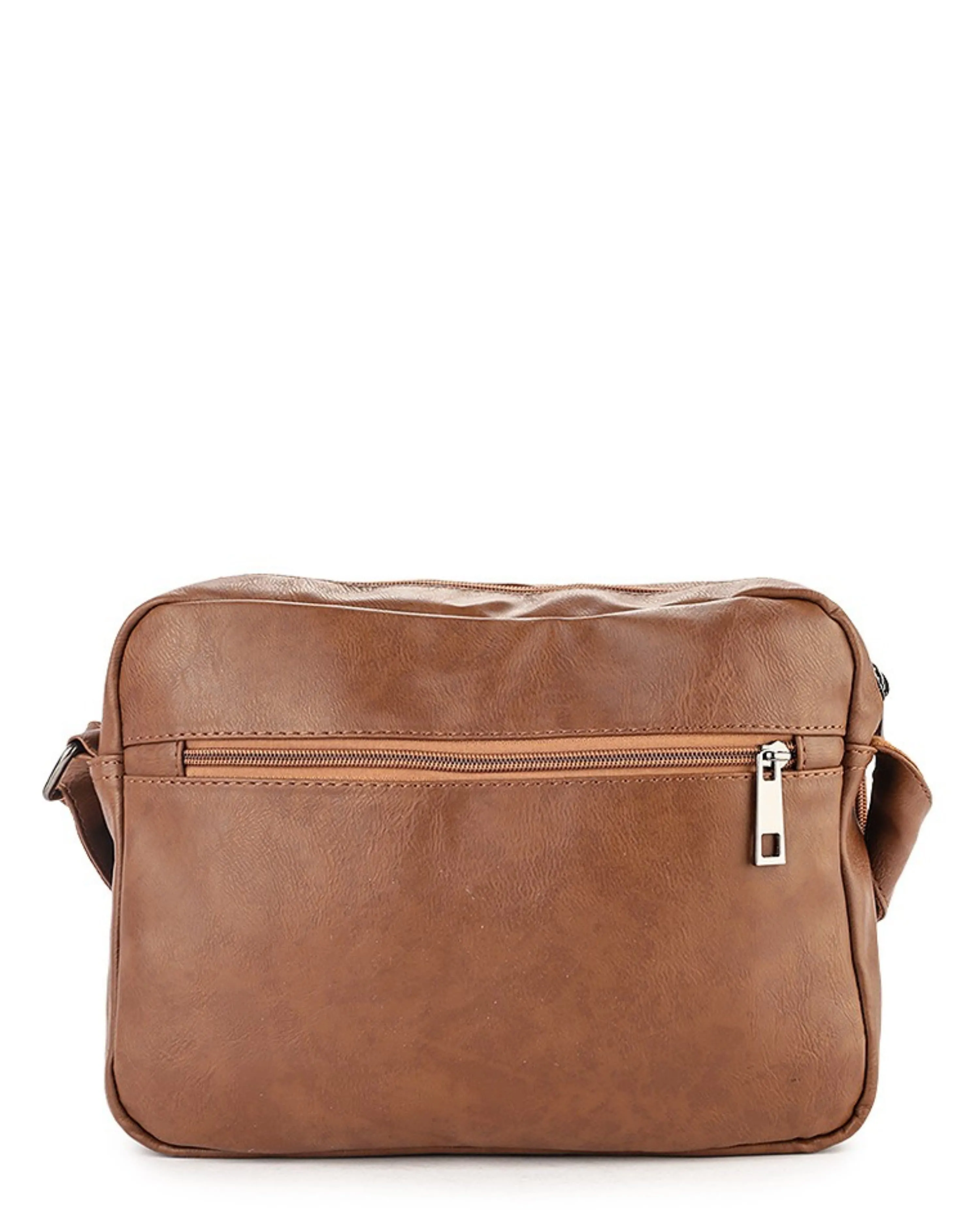Distressed Leather EDC Crossbody Bag - Camel