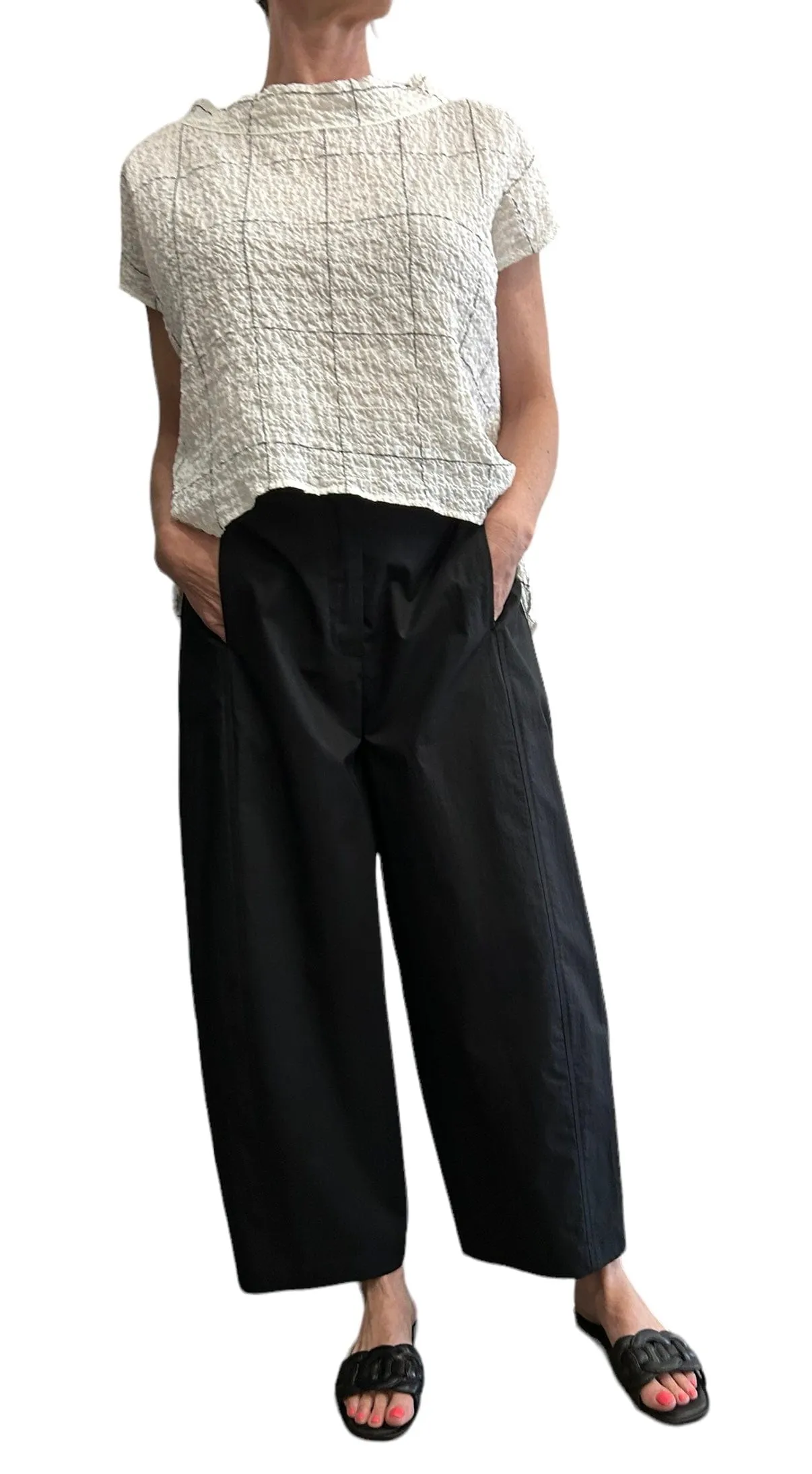 Flare Light Cotton Navy Pants