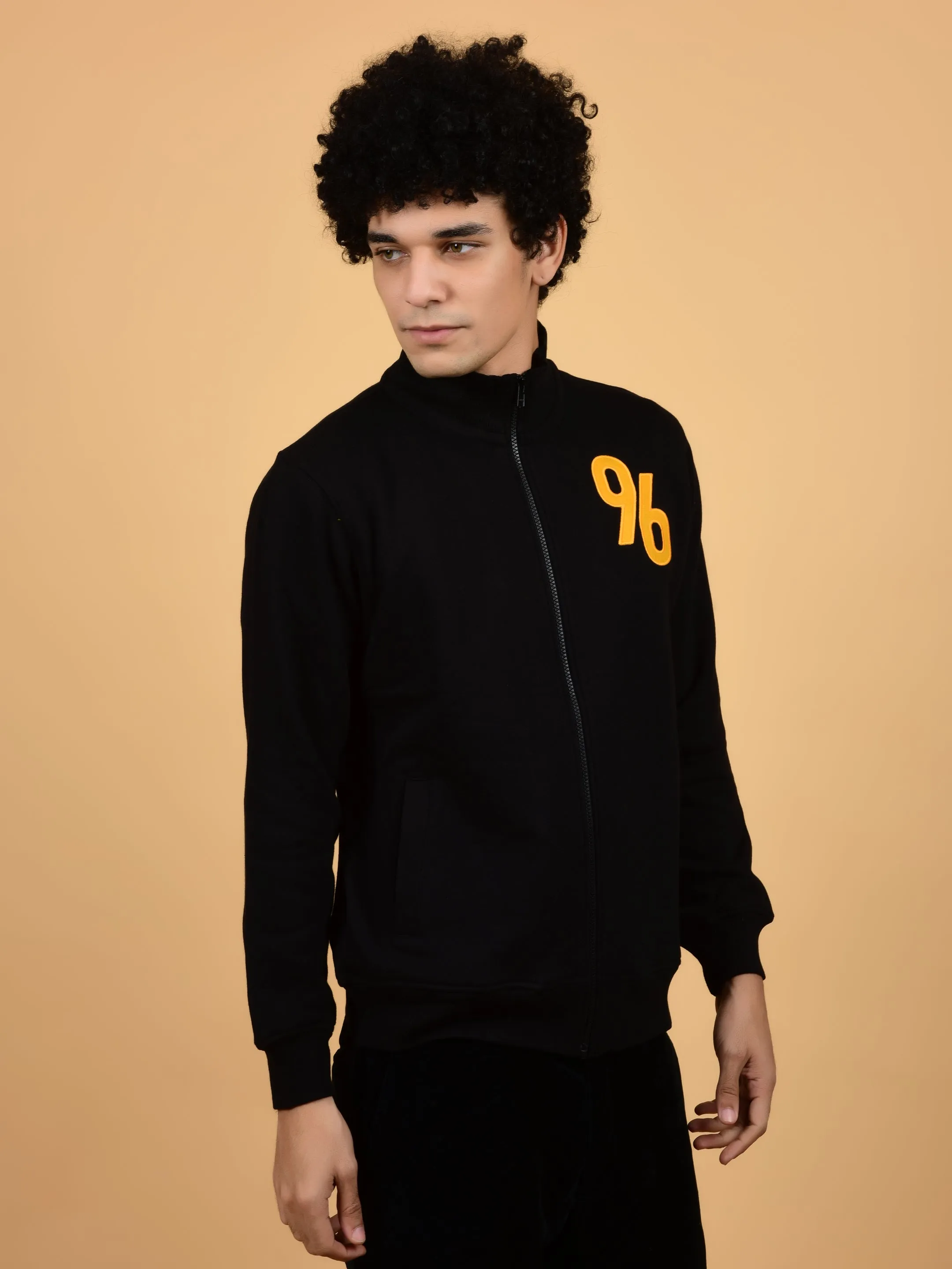 Flawless Trendy Men Black Zipped Sweatshirt