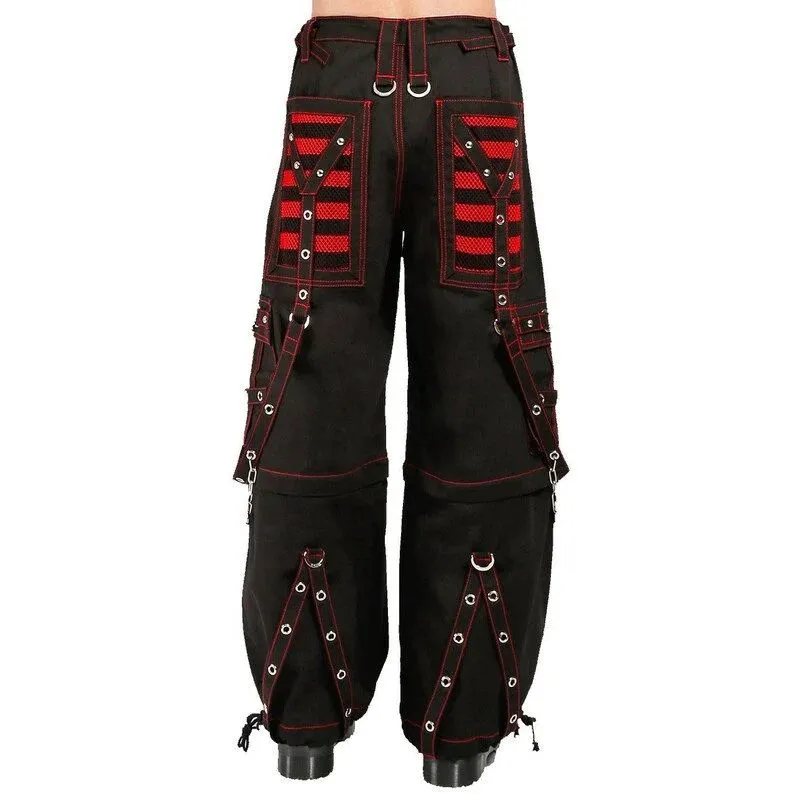 handmade black & red Electro bondage rave men gothic cyber chain goth jeans punk rock pant trouser and short baggy style