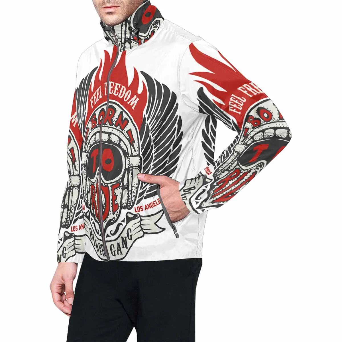 Men's Windbreaker printed biker helmet