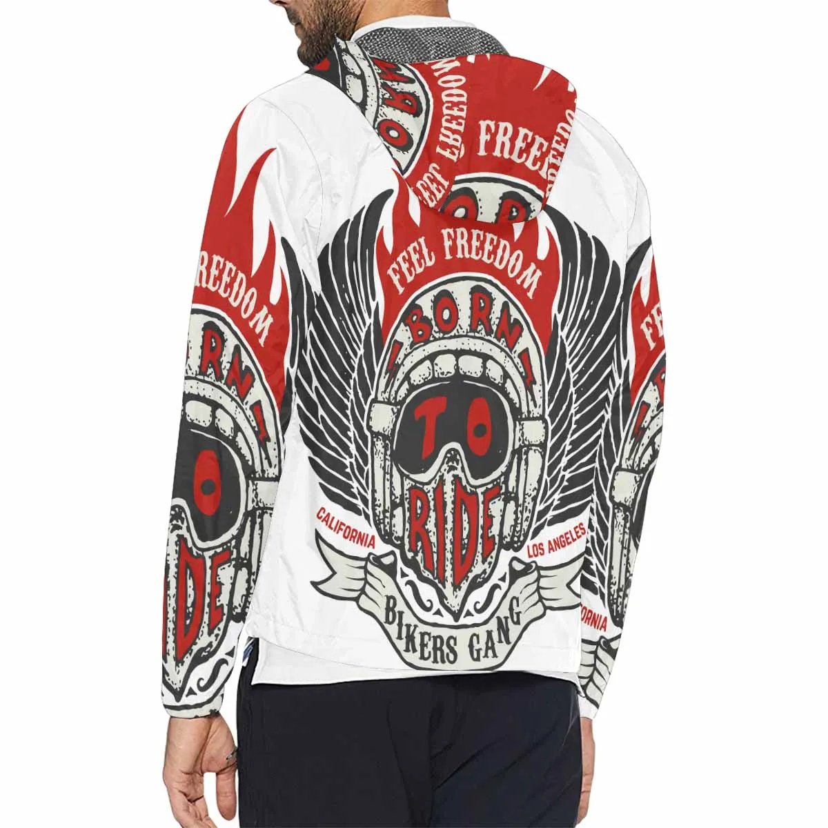 Men's Windbreaker printed biker helmet