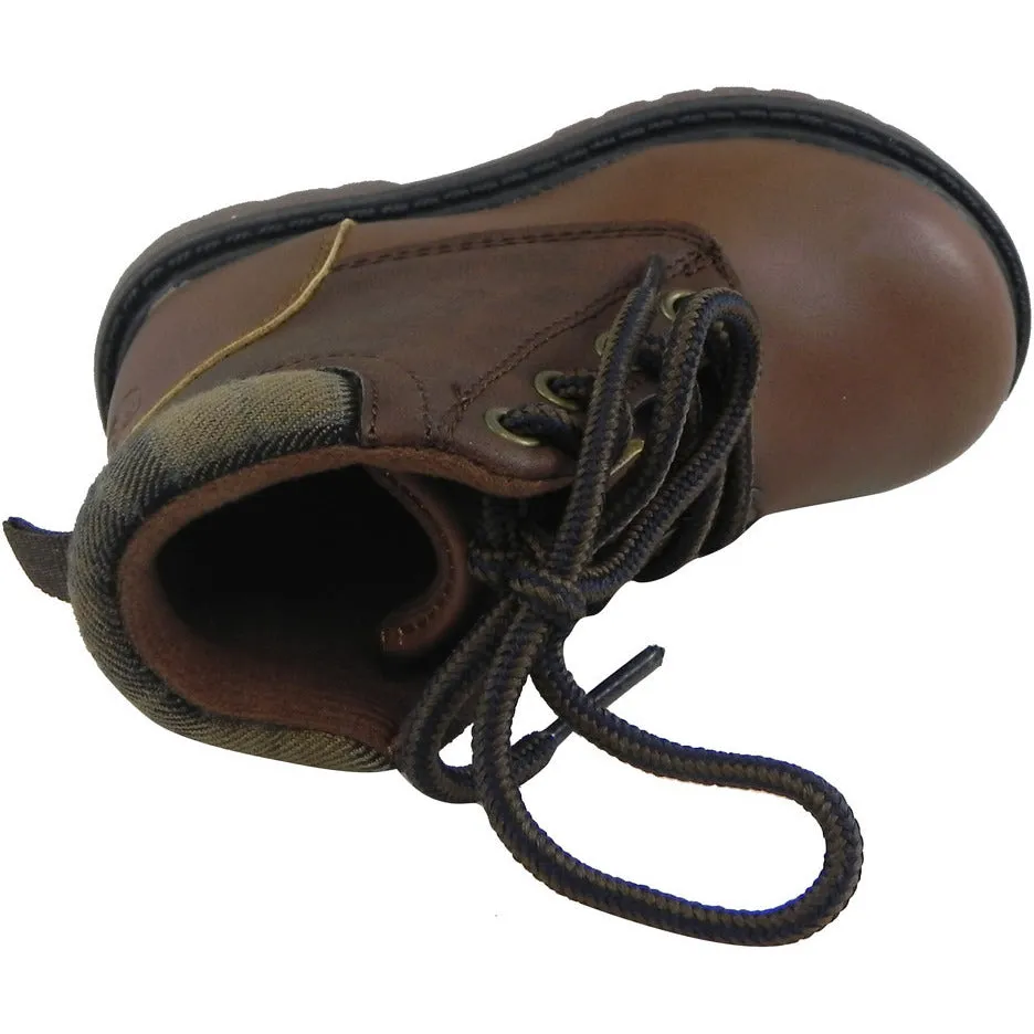 OshKosh Boy's Chandler Plaid Classic Lace Up Ankle Boots Brown