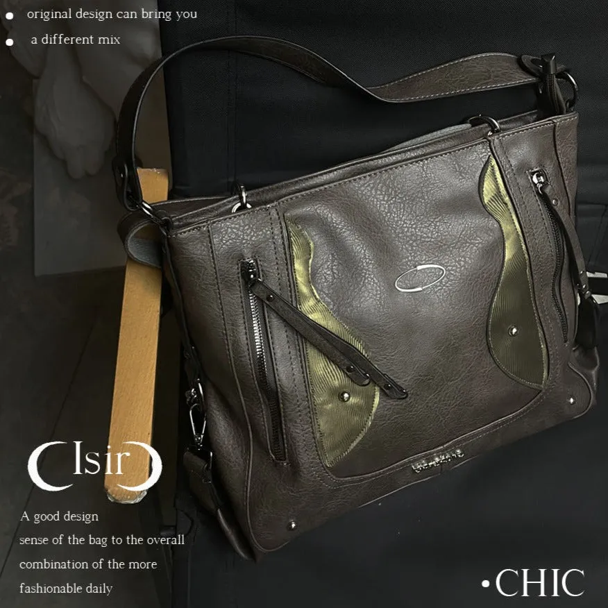 Retro Color-blocked Crossbody/Backpack