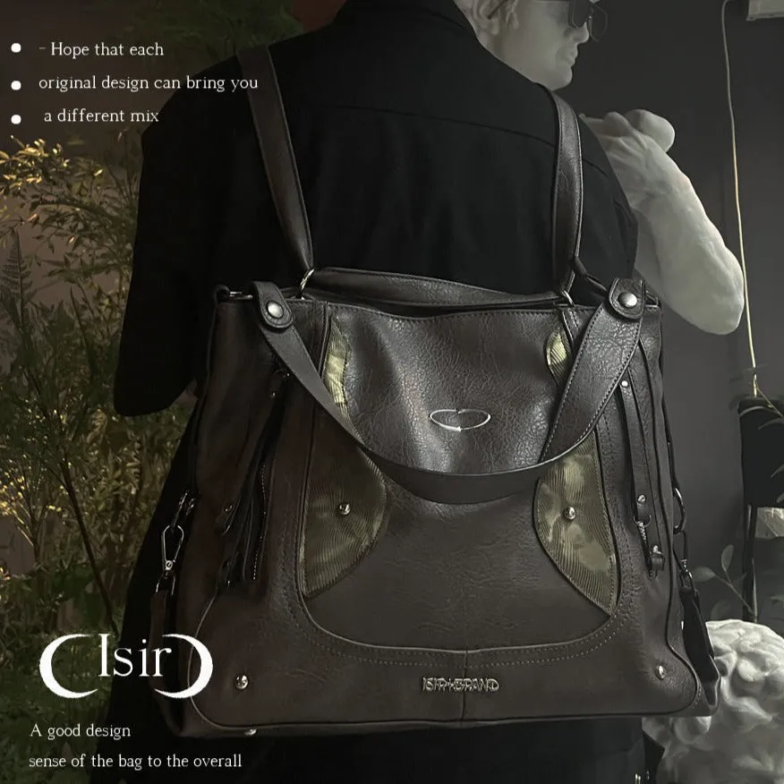 Retro Color-blocked Crossbody/Backpack