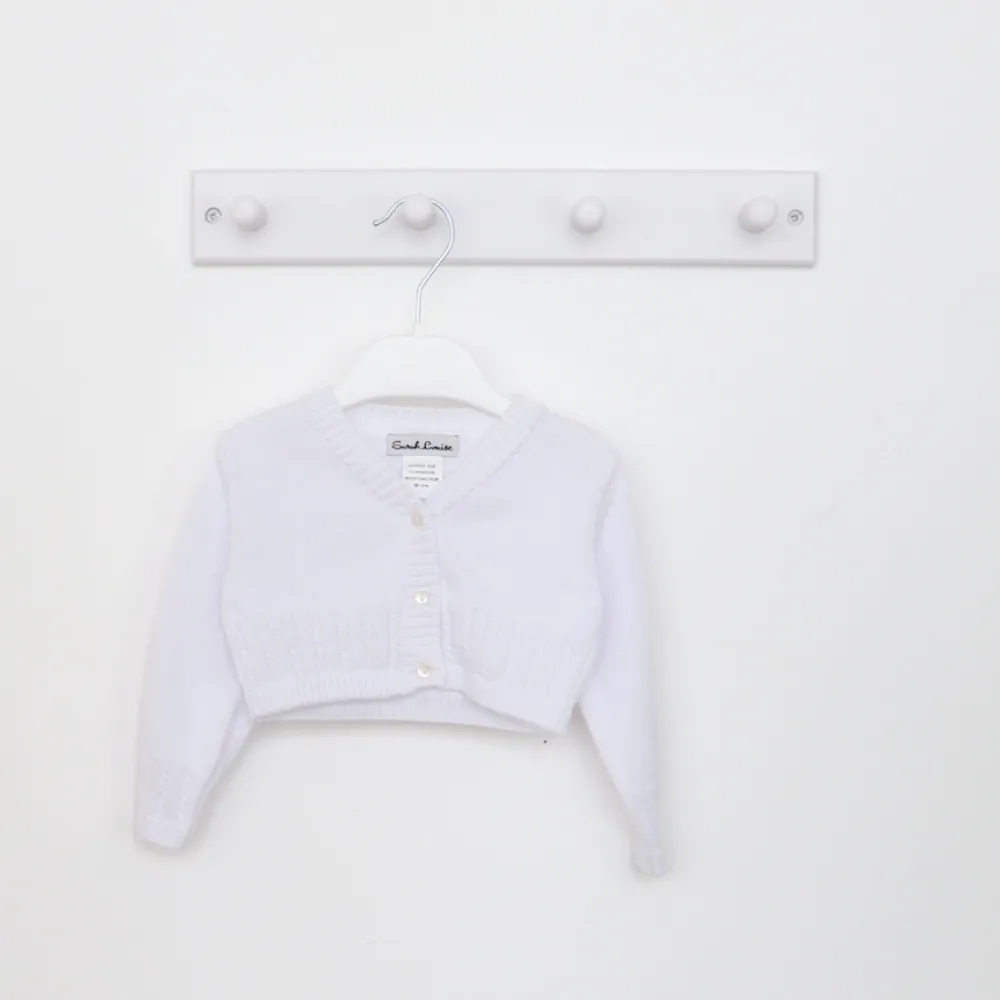 Sarah Louise Girls White Bolero Cardigan