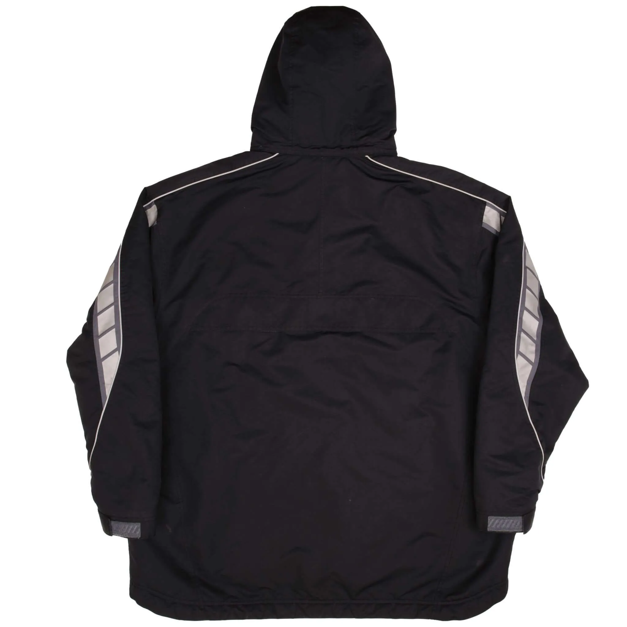 VINTAGE NIKE BLACK HEAVYWEIGHT HOODED WINDBREAKER JACKET 2000S SIZE 2XL