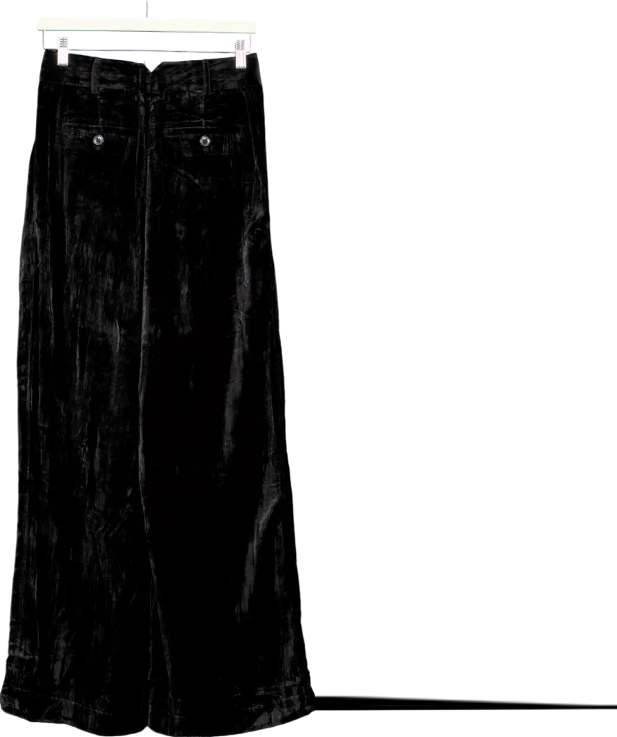 WAT. THE BRAND Black Velvet Wide Leg Trousers UK XS
