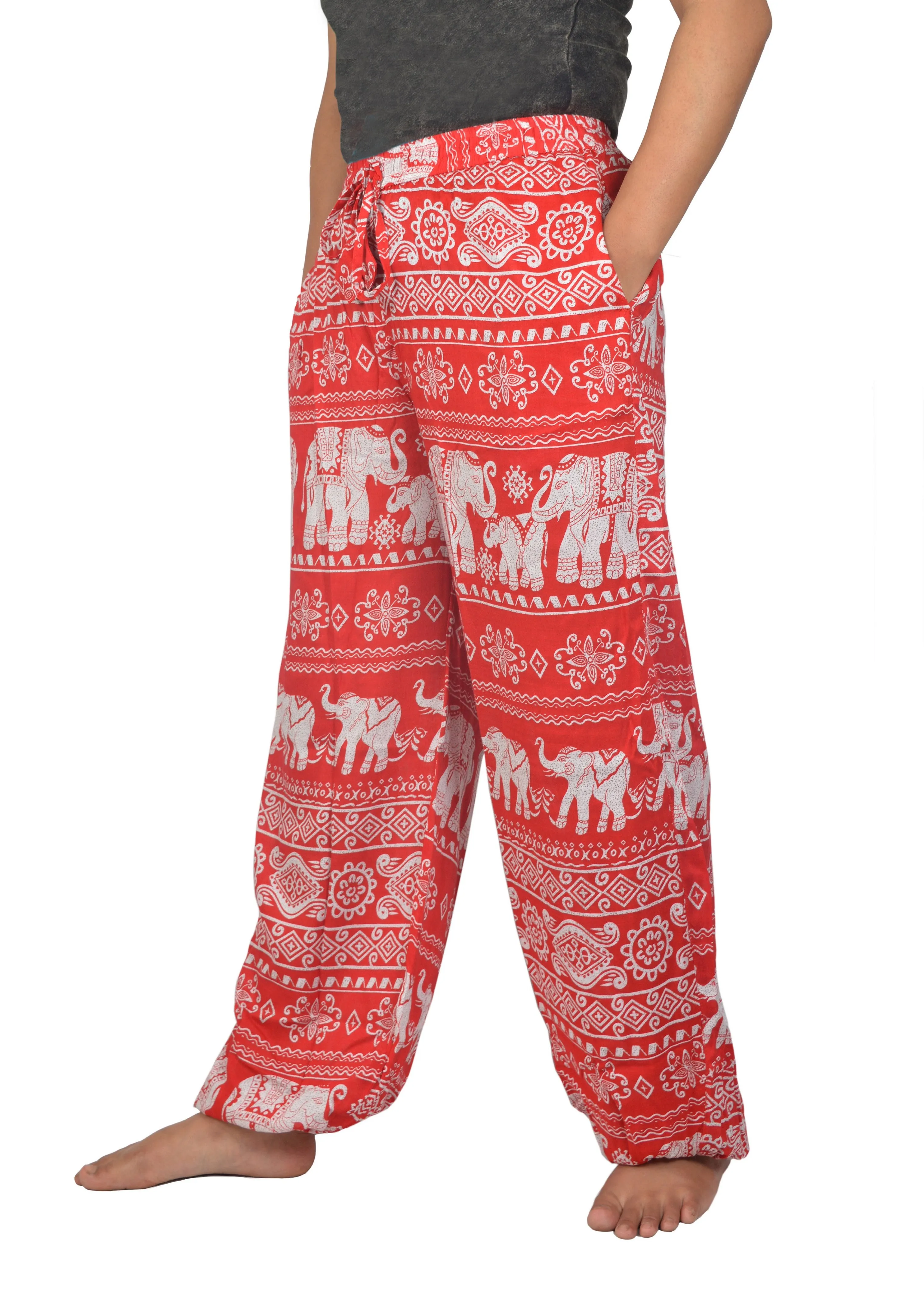 womens-smocked-waist-elephant-print-harem-hippie-trousers